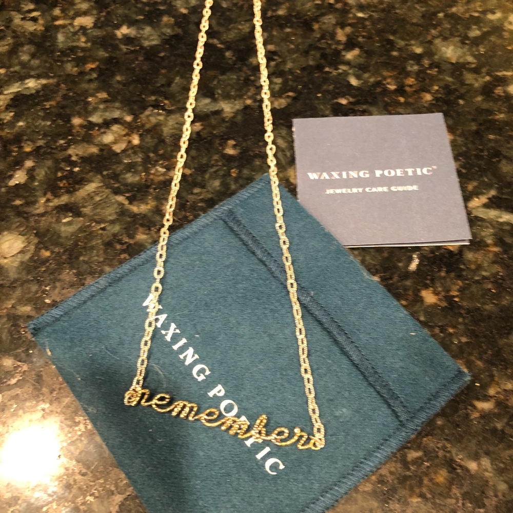 Waxing Poetic Script Remember Necklace